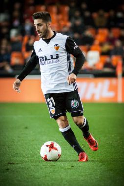 Valencia, İspanya - 9 Ocak: Nacho Gil sırasında İspanya Kral Kupası maç Valencia Cf ve Las Palmas Mestalla Stadı nda arasında 9 Ocak 2018 üzerinde Valencia, İspanya