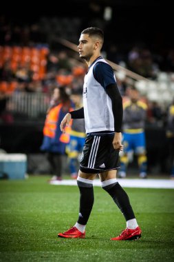 Valencia, İspanya - 9 Ocak: Andreas Pereira sırasında İspanya Kral Kupası maç Valencia Cf ve Las Palmas Mestalla Stadı nda arasında 9 Ocak 2018 üzerinde Valencia, İspanya
