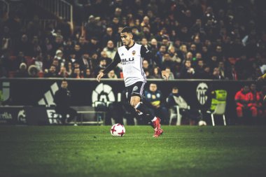 Valencia, İspanya - 9 Ocak: Andreas Pereira sırasında İspanya Kral Kupası maç Valencia Cf ve Las Palmas Mestalla Stadı nda arasında 9 Ocak 2018 üzerinde Valencia, İspanya