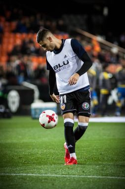 Valencia, İspanya - 9 Ocak: Andreas Pereira sırasında İspanya Kral Kupası maç Valencia Cf ve Las Palmas Mestalla Stadı nda arasında 9 Ocak 2018 üzerinde Valencia, İspanya