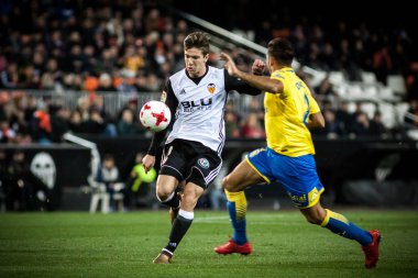 Valencia, İspanya - 9 Ocak: Vietto İspanya Kral Kupası sırasında topu ile maç Valencia Cf ve Las Palmas Mestalla Stadı nda arasında 9 Ocak 2018 üzerinde Valencia, İspanya