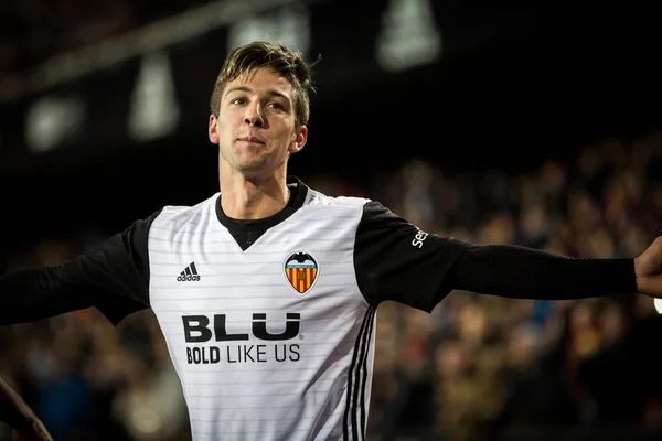 Valencia Spanya Ocak Vietto Onun Hedefi Valencia Las Palmas Mestalla — Stok fotoğraf