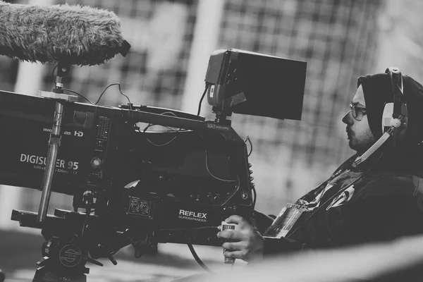 Walencja Valencia Hiszpania Stycznia Operator Kamery Telewizji Podczas Pucharu Króla — Zdjęcie stockowe