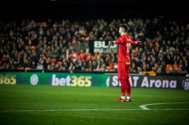 Valencia, İspanya - 17 Ocak 2018: Sivera sırasında İspanya Kral Kupası maç Valencia Cf ve Alaves Stadyumu'nda Mestalla üzerinde Ocak 17, valencia arasında