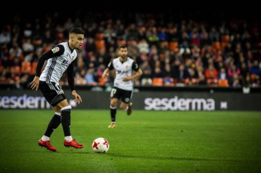 Valencia, İspanya - 17 Ocak 2018: Andreas Pereira sırasında İspanya Kral Kupası maç Valencia Cf ve Alaves Stadyumu'nda Mestalla üzerinde Ocak 17, valencia arasında