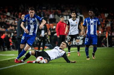 VALENCIA, SPAIN - JANUARY 17, 2018: (L) Dieguez, Pereira during Spanish King Cup match between Valencia CF and Alaves at Mestalla Stadium on january 17, valencia clipart