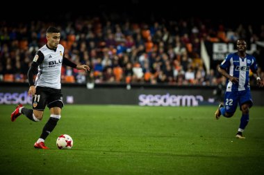 Valencia, İspanya - 17 Ocak 2018: Andreas Pereira sırasında İspanya Kral Kupası maç Valencia Cf ve Alaves Stadyumu'nda Mestalla üzerinde Ocak 17, valencia arasında