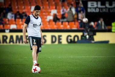 Valencia, İspanya - 17 Ocak 2018: İspanya Kral Kupası sırasında Guedes Valencia Cf ve Alaves Stadyumu'nda Mestalla üzerinde Ocak 17, valencia arasında eşleme