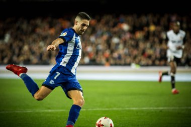 Valencia, İspanya - 17 Ocak 2018: Sobrino sırasında İspanya Kral Kupası maç Valencia Cf ve Alaves Stadyumu'nda Mestalla üzerinde Ocak 17, valencia arasında