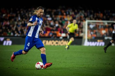 Valencia, İspanya - 17 Ocak 2018: Alexis İspanya Kral Kupası sırasında Valencia Cf ve Alaves Stadyumu'nda Mestalla üzerinde Ocak 17, valencia arasında eşleme