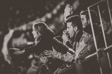 Valencia, İspanya - 17 Ocak 2018: İspanya Kral Kupası sırasında destekçileri Valencia Cf ve Alaves Stadyumu'nda Mestalla üzerinde Ocak 17, valencia arasında eşleme