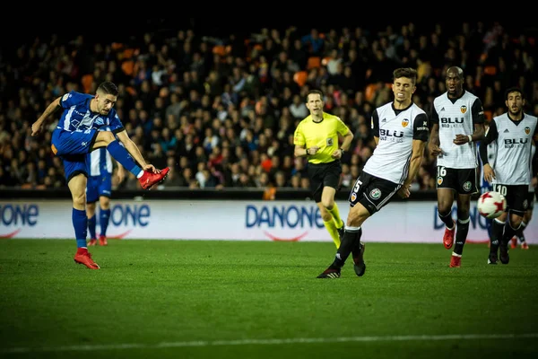 Valencia Espanha Janeiro 2018 Tiro Sobrino Durante Partida Copa Rei — Fotografia de Stock