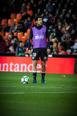 Valencia, İspanya - 8 Nisan: Dani Parejo sırasında İspanyol La Liga maç Valencia Cf ve Rcd Espanyol Mestalla Stadı nda arasında 8 Nisan 2018 Valencia, İspanya