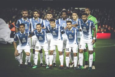 Valencia, İspanya - 8 Nisan: İspanyol La Liga sırasında arasında Valencia Cf ve Rcd Espanyol Mestalla Stadı nda 8 Nisan 2018 Valencia, İspanya eşleme