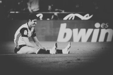 Valencia, İspanya - 8 Nisan: İspanyol La Liga sırasında Guedes arasında Valencia Cf ve Rcd Espanyol Mestalla Stadı nda 8 Nisan 2018 Valencia, İspanya eşleme