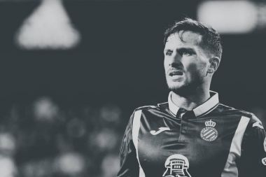 Valencia, İspanya - 8 Nisan: Piatti sırasında İspanyol La Liga maç Valencia Cf ve Rcd Espanyol Mestalla Stadı nda arasında 8 Nisan 2018 Valencia, İspanya