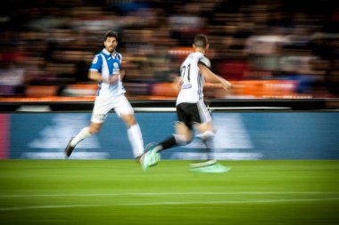 Valencia, İspanya - 8 Nisan: Didac Vila maçı sırasında İspanyol La Liga maç Valencia Cf ve Rcd Espanyol Mestalla Stadı nda arasında 8 Nisan 2018 Valencia, İspanya