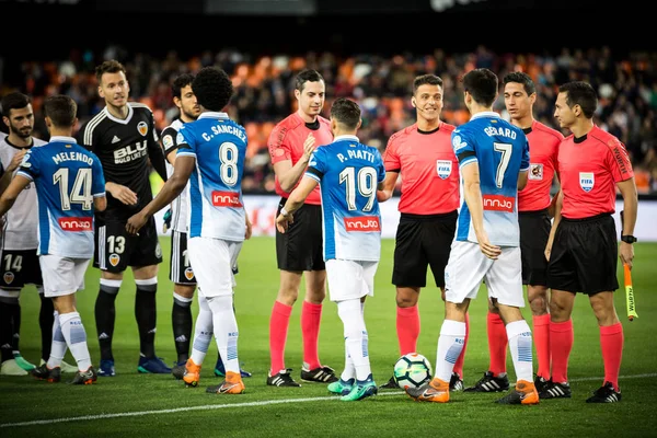 Valencia España Abril Jugadores Durante Partido Liga Española Entre Valencia — Foto de Stock