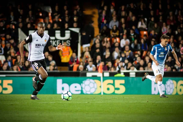 Valencia Spagna Aprile Kondogbia Con Palla Durante Partita Spagnola Liga — Foto Stock