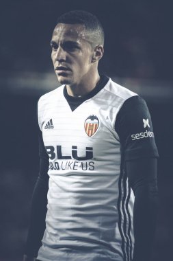 Valencia, İspanya - 8 Nisan: Rodrigo sırasında İspanyol La Liga maç Valencia Cf ve Rcd Espanyol Mestalla Stadı nda arasında 8 Nisan 2018 Valencia, İspanya