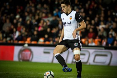 Valencia, İspanya - 8 Nisan: Paulista sırasında İspanyol La Liga maç Valencia Cf ve Rcd Espanyol Mestalla Stadı nda arasında 8 Nisan 2018 Valencia, İspanya