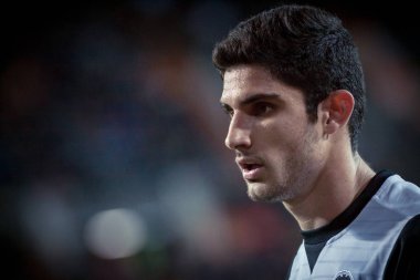 Valencia, İspanya - 8 Nisan: İspanyol La Liga sırasında Guedes arasında Valencia Cf ve Rcd Espanyol Mestalla Stadı nda 8 Nisan 2018 Valencia, İspanya eşleme