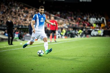 Valencia, İspanya - 8 Nisan: Marc Navarro sırasında İspanyol La Liga maç Valencia Cf ve Rcd Espanyol Mestalla Stadı nda arasında 8 Nisan 2018 Valencia, İspanya