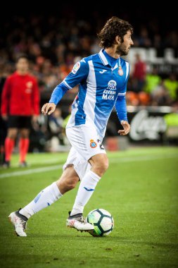 Valencia, İspanya - 8 Nisan: Granero sırasında İspanyol La Liga maç Valencia Cf ve Rcd Espanyol Mestalla Stadı nda arasında 8 Nisan 2018 Valencia, İspanya