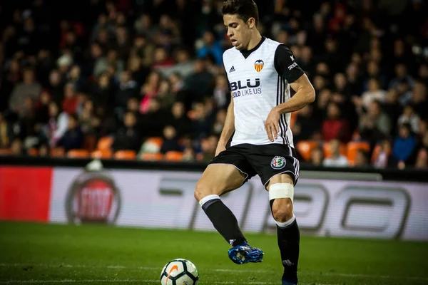 Valencia, İspanya - 8 Nisan: Paulista sırasında İspanyol La Liga maç Valencia Cf ve Rcd Espanyol Mestalla Stadı nda arasında 8 Nisan 2018 Valencia, İspanya