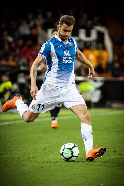 Valencia Espanha Abril Leo Baptistao Durante Partida Liga Espanhola Entre — Fotografia de Stock