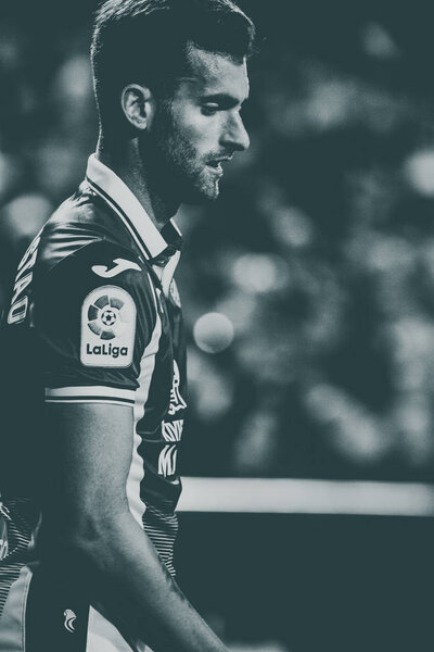 VALENCIA, SPAIN - APRIL 8: Leo Baptistao during Spanish La Liga match between Valencia CF and RCD Espanyol at Mestalla Stadium on April 8, 2018 in Valencia, Spain