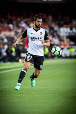 Valencia, İspanya - 18 Nisan: Montoya sırasında İspanyol La Liga maç Valencia Cf ve Getafe Cf Mestalla Stadı nda arasında 18 Nisan 2018 üzerinde Valencia, İspanya