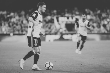 Valencia, İspanya - 18 Nisan: Andreas Pereira sırasında İspanyol La Liga maç Valencia Cf ve Getafe Cf Mestalla Stadı nda arasında 18 Nisan 2018 üzerinde Valencia, İspanya