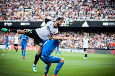 Valencia, İspanya - 18 Nisan: (21) Montoya arasında Valencia Cf ve Getafe Cf Valencia, İspanya üzerinde 18 Nisan 2018 Mestalla Stadı nda İspanyol La Liga maç sırasında