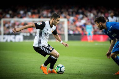 Valencia, İspanya - 18 Nisan: Andreas Pereira sırasında İspanyol La Liga maç Valencia Cf ve Getafe Cf Mestalla Stadı nda arasında 18 Nisan 2018 üzerinde Valencia, İspanya