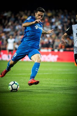 Valencia, İspanya - 18 Nisan: Molina sırasında İspanyol La Liga maç Valencia Cf ve Getafe Cf Mestalla Stadı nda arasında 18 Nisan 2018 üzerinde Valencia, İspanya