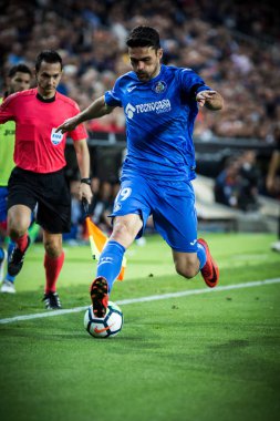 Valencia, İspanya - 18 Nisan: Molina sırasında İspanyol La Liga maç Valencia Cf ve Getafe Cf Mestalla Stadı nda arasında 18 Nisan 2018 üzerinde Valencia, İspanya