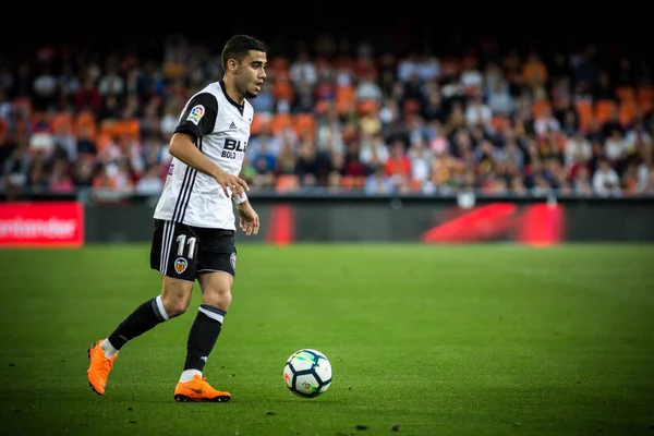 Valencia, İspanya - 18 Nisan: Andreas Pereira sırasında İspanyol La Liga maç Valencia Cf ve Getafe Cf Mestalla Stadı nda arasında 18 Nisan 2018 üzerinde Valencia, İspanya