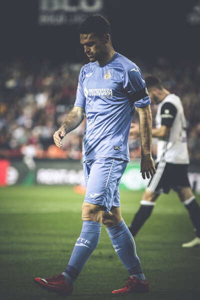 VALENCIA, SPAIN - APRIL 18: Molina during Spanish La Liga match between Valencia CF and Getafe CF at Mestalla Stadium on April 18, 2018 in Valencia, Spain