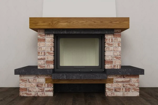 Stone fireplace in home interior