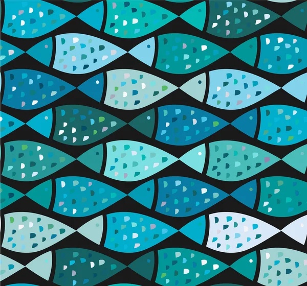 魚、クリッピング マスクと見本メニューのパターンを完全に編集可能な eps 8 ファイル青いベクトル シームレス パターン. — ストックベクタ