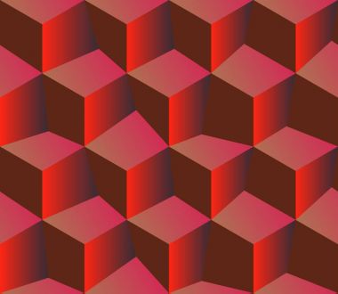 3D kırmızı desen küpleri. Kırmızı bir arka plan.