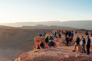 Atacama Çölü 'nün manzarası. Kayalar ve Cordillera de la Sal, Atacama Çölü, Şili - Haziran, 2018 