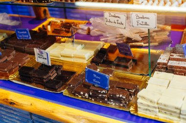 Bariloche, Arjantin - Mart 2019. Bariloche çikolata dükkanlarıyla ünlü bir şehirdir.