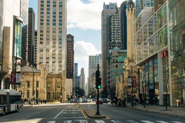 Chicago, Usa - Eylül, 2018 Kasabanın aşağısında, insanlardan yoksun.