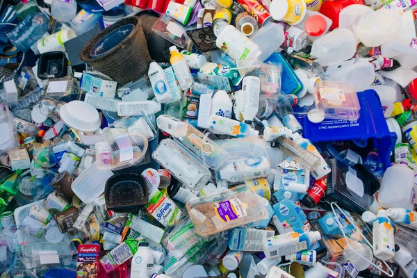 밴쿠버 제로 폐기물 센터 - 2019 년 10 월 쓰레기 재활용 플라스틱. — 스톡 사진
