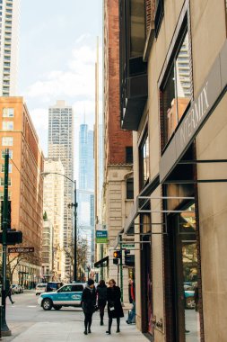 Chicago, Usa - Eylül, 2018 Şehir sokağında insanlarla