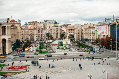 Kiev, Ukrayna - Haziran 2018: Bağımsızlık Meydanı - Kiev 'in merkezi meydanı