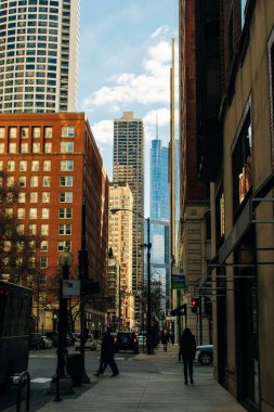 Chicago, Usa - Eylül, 2018 Şehir sokağında insanlarla