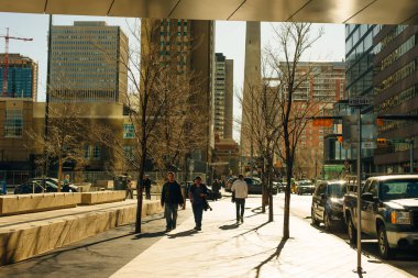 Calgary 'nin Şehir Merkezi, Cn-Tower ve gökdelenler, Kanada - Ekim, 2019